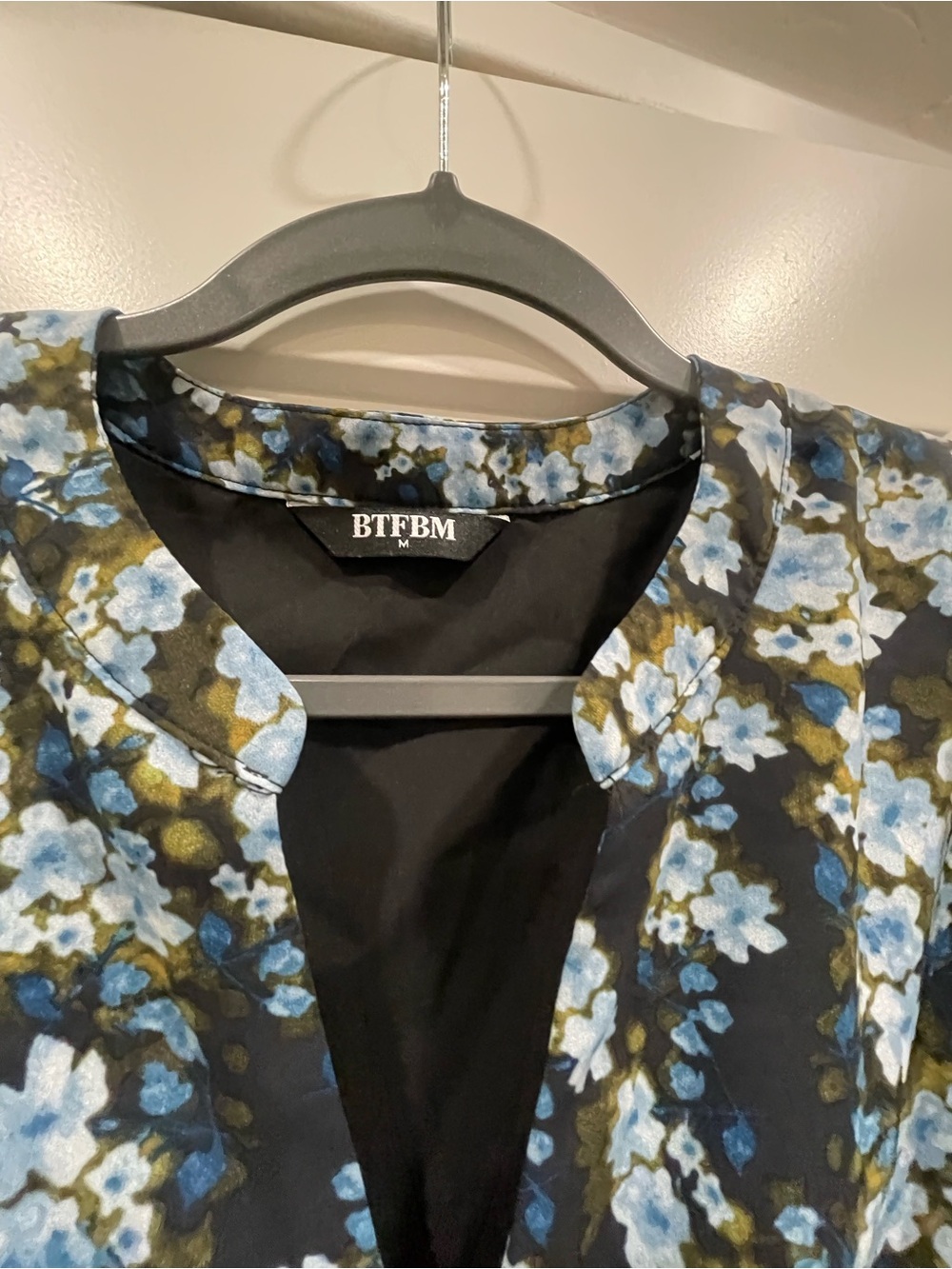 Floral Long-Sleeve Tiered Midi Dress - Blue Floral - Picture 2 of 4